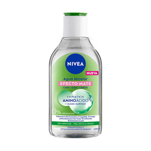 Agua Micelar Nivea Efecto Mate Aminoácido 400 ml (caja c/6 Pzas)