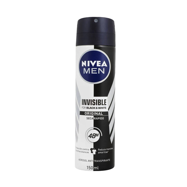 Desodorante Aerosol Nivea Men Black y White Original 150 ml (caja c/12 Pzas)