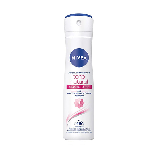 Desodorante Aerosol Nivea Tono Natural Classic Touch 150 ml (caja c/12 Pzas)