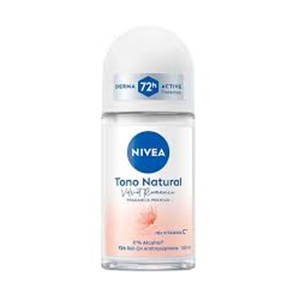 Desodorante Roll On Nivea Tono Natural Velvet Romance 50 ml (caja c/12 Pzas)