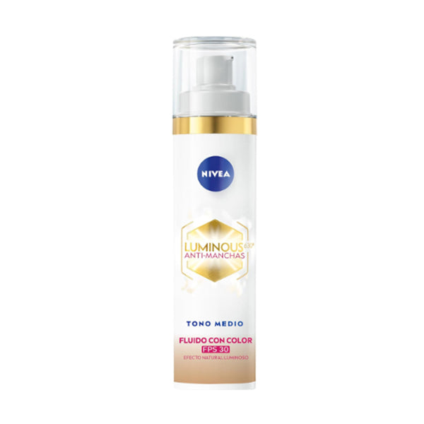 Fluido con Color Nivea 3en1 Luminous 630  t-02 Medio 40 ml (caja c/12 Pzas)