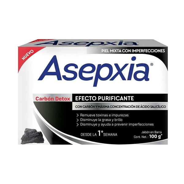 JabónAsepxia Carbon Detox 100 G (caja c/20 Pzas)