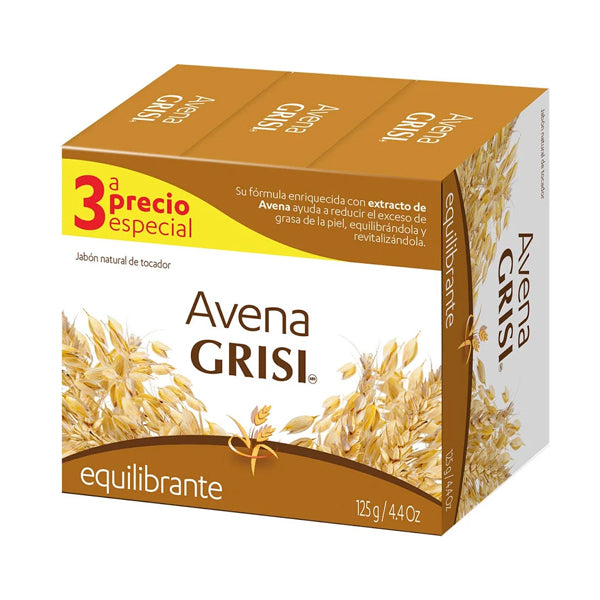 JabónBarra Grisi Avena 125 G Paq 3 (caja C/ Paq)