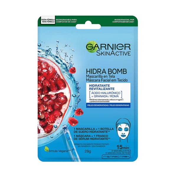Mascarilla Facial Garnier Granada Hidratante + Revitalizante 28 G (caja c/20 Pzas)