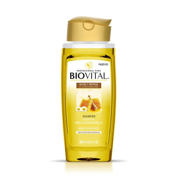 Shampoo Biovital Miel y Manzanilla 900 ml (caja c/12 Pzas)