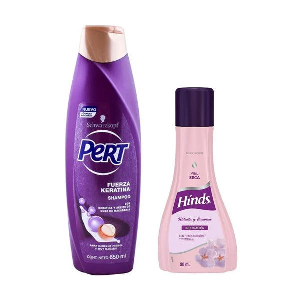 Shampoo Pert Keratina 650 ml + Cr Hinds Clasica 90 ml (caja c/10 Pzas)