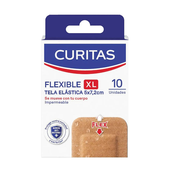 Tela Elastica Curitas Flexible Xl 10 Unidades (caja c/12 Pzas)