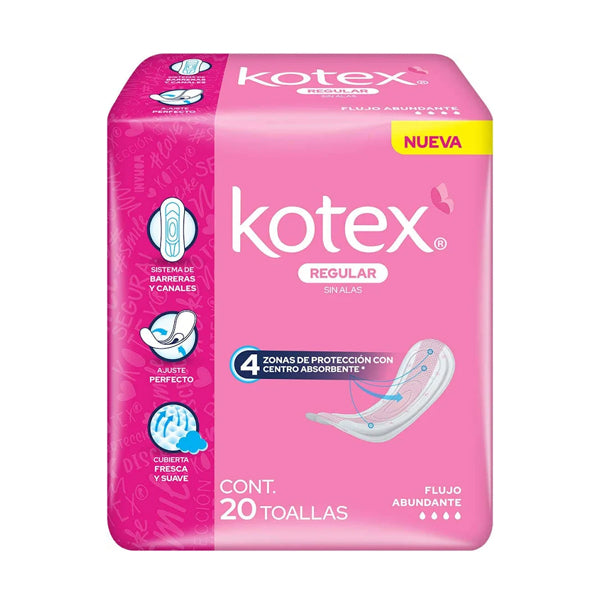 Toallas Intimas Kotex Proteccin Avanzada Anatomica 20 Pz (caja c/24 Pzas)