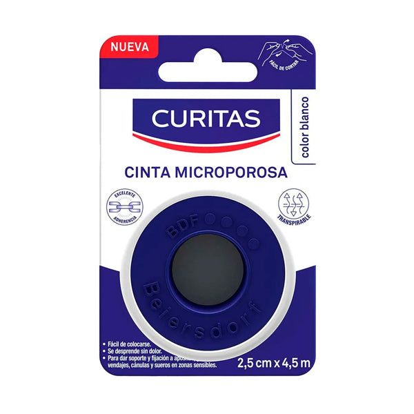 Cinta Microporosa Curitas Color Blanco 2.5 X 4.5 Cm (caja c/12 Pzas)